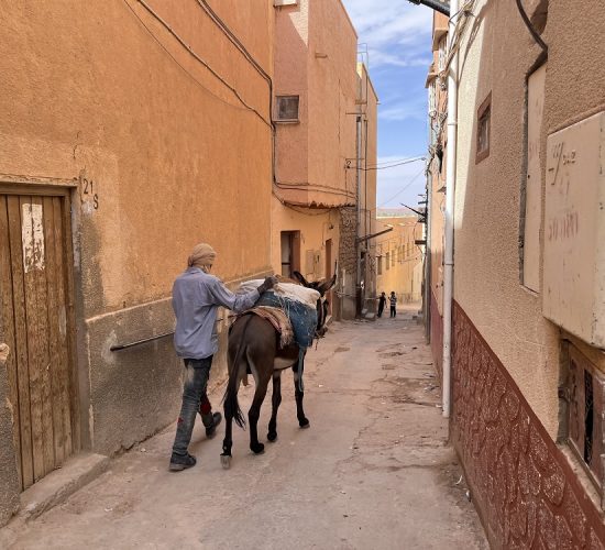 Ghardaia Mzab Valley man walks ancient street